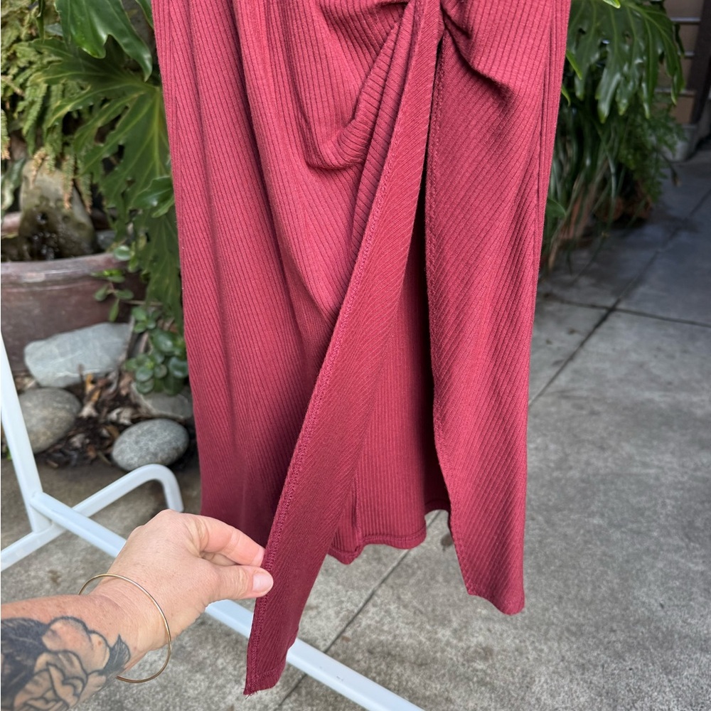 Reformation Formosa Ruched Ribbed Stretch Midi Red Dress Size Small - Picture 5 of 8